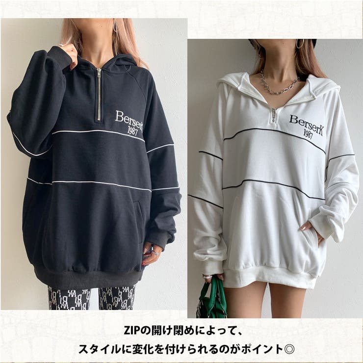 裏毛ハーフZIPパーカーチュニック | non-hedge  | 詳細画像2 