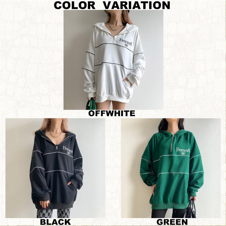裏毛ハーフZIPパーカーチュニック | non-hedge  | 詳細画像28 
