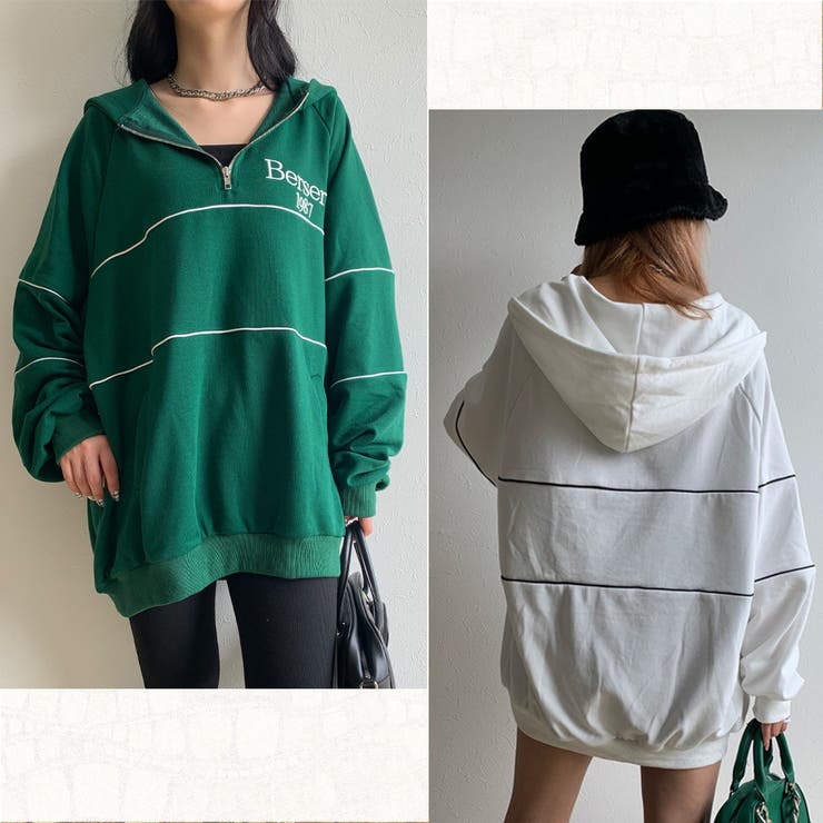 裏毛ハーフZIPパーカーチュニック | non-hedge  | 詳細画像3 