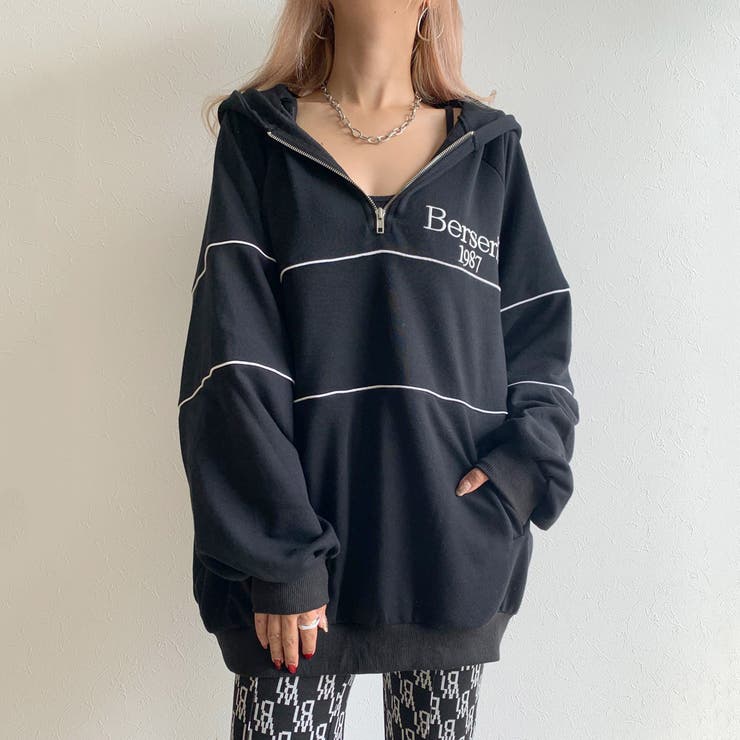クロ | 裏毛ハーフZIPパーカーチュニック | non-hedge 