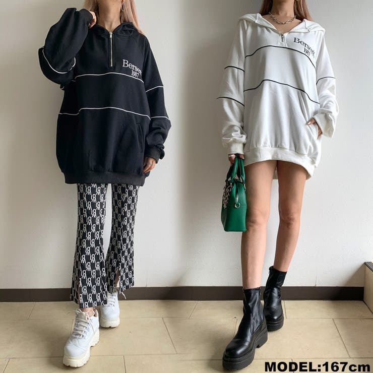 裏毛ハーフZIPパーカーチュニック | non-hedge  | 詳細画像4 