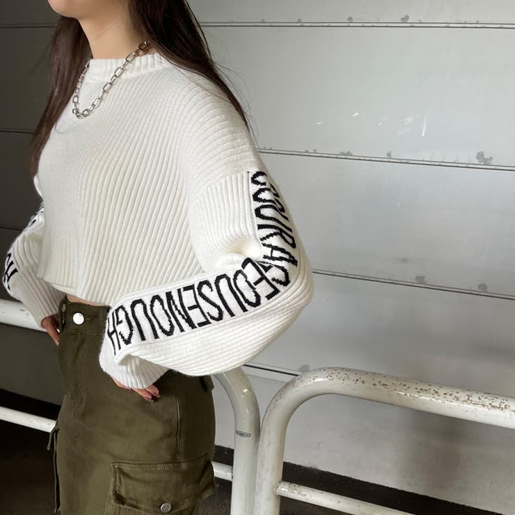 袖ロゴリブニットショートプルオーバー | non-hedge  | 詳細画像4 