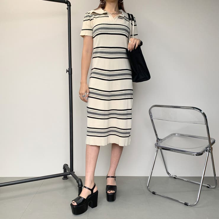ボーダーポロシャツワンピース | non-hedge  | 詳細画像11 