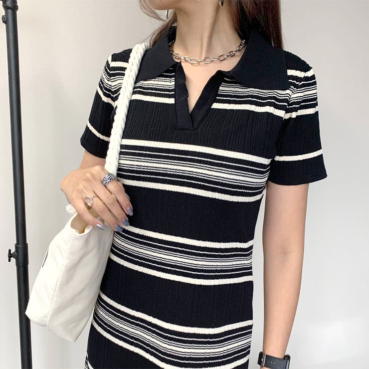 ボーダーポロシャツワンピース | non-hedge  | 詳細画像3 