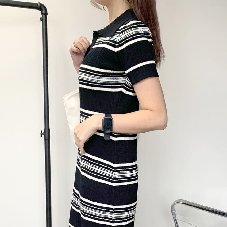 ボーダーポロシャツワンピース | non-hedge  | 詳細画像4 