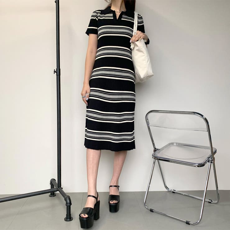 ボーダーポロシャツワンピース | non-hedge  | 詳細画像5 