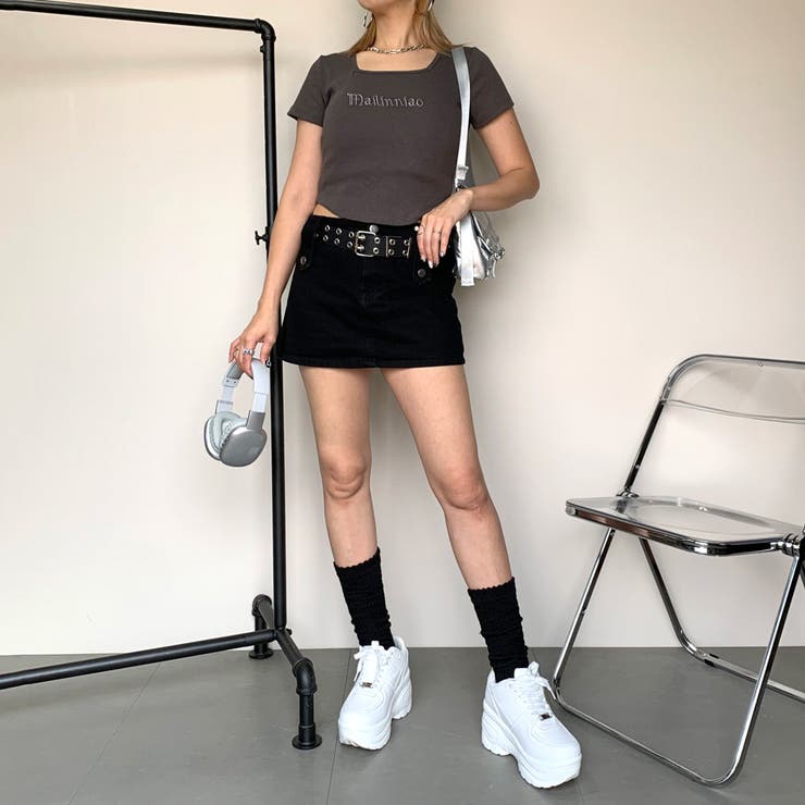 刺繍ロゴスクエアネックチビTシャツ | non-hedge  | 詳細画像4 