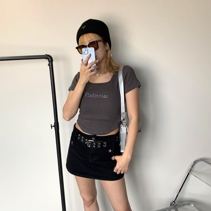 刺繍ロゴスクエアネックチビTシャツ | non-hedge  | 詳細画像5 