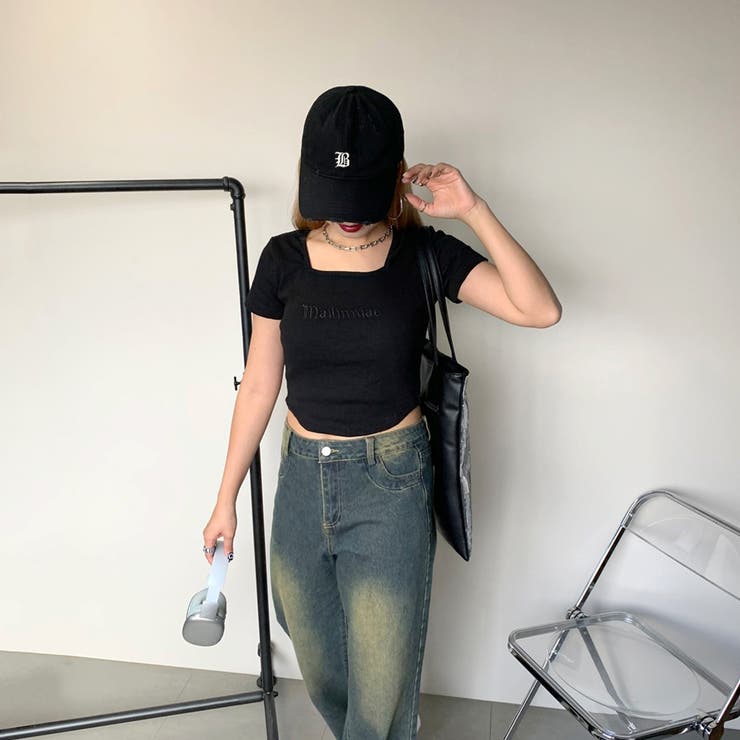 刺繍ロゴスクエアネックチビTシャツ | non-hedge  | 詳細画像9 