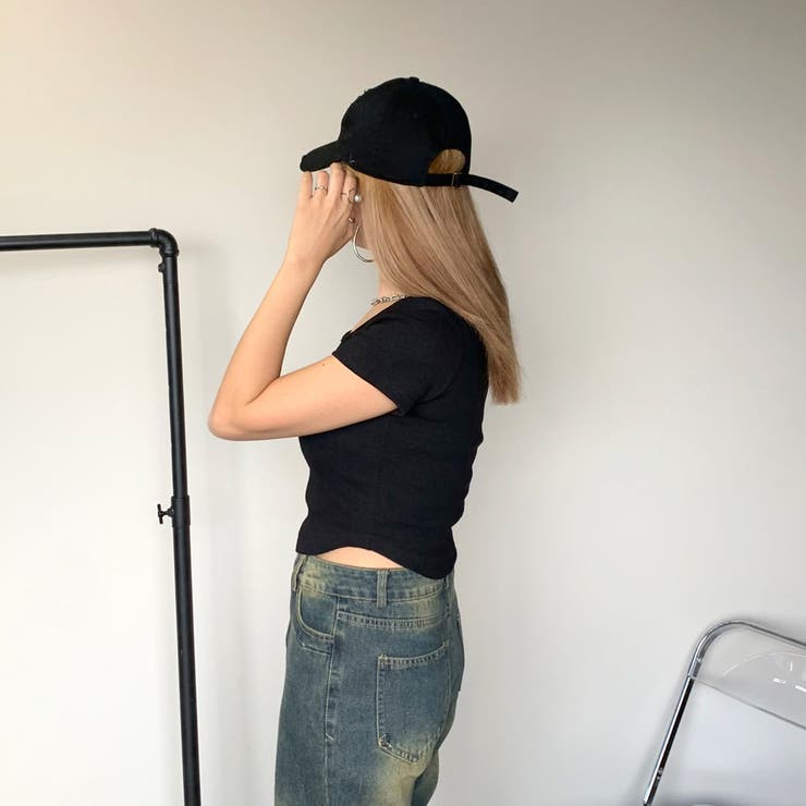 刺繍ロゴスクエアネックチビTシャツ | non-hedge  | 詳細画像10 