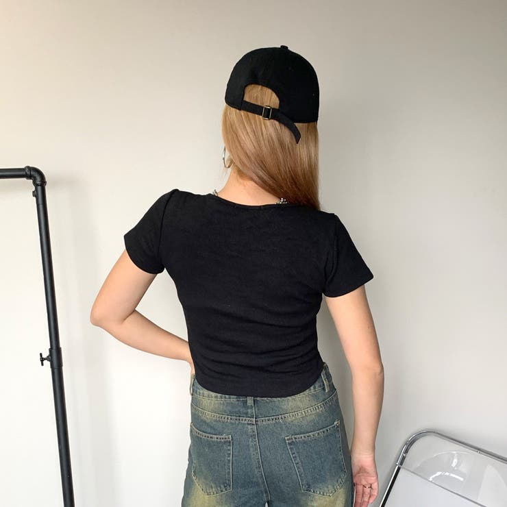 刺繍ロゴスクエアネックチビTシャツ | non-hedge  | 詳細画像11 