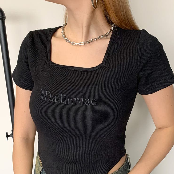 刺繍ロゴスクエアネックチビTシャツ | non-hedge  | 詳細画像12 