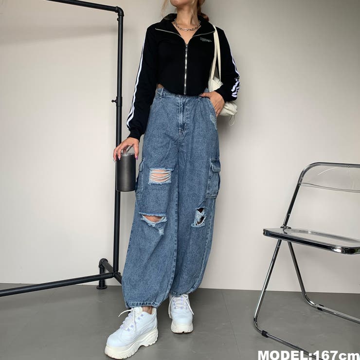 ★WEB限定★ラインZIPスタンドプレート付きショートトップス | non-hedge  | 詳細画像3 