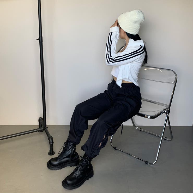 ★WEB限定★ラインZIPスタンドプレート付きショートトップス | non-hedge  | 詳細画像6 