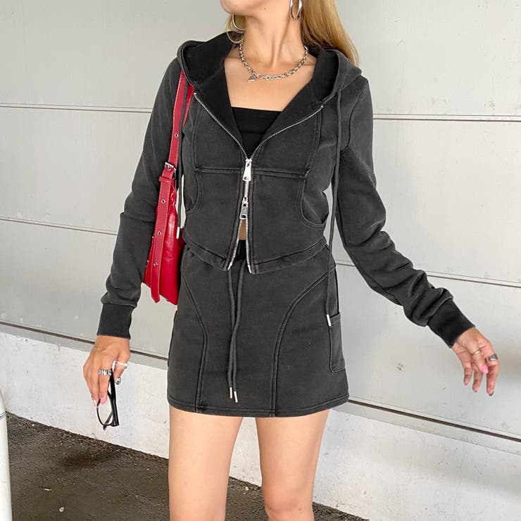 ブラック | ブリーチZIPパーカー・スカートセットアップ | non-hedge 