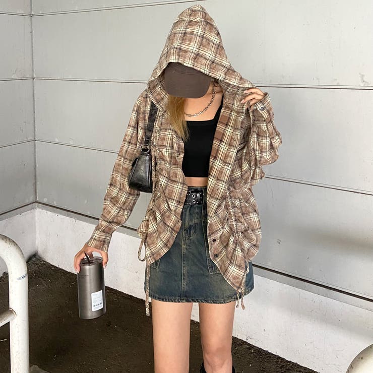 チェックフードドロストシャツ | non-hedge  | 詳細画像3 