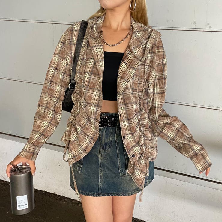 チェックフードドロストシャツ | non-hedge  | 詳細画像4 