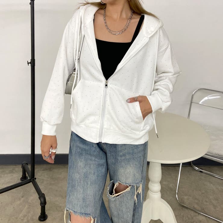 オフホワイト | ストーンZIPパーカー | non-hedge 