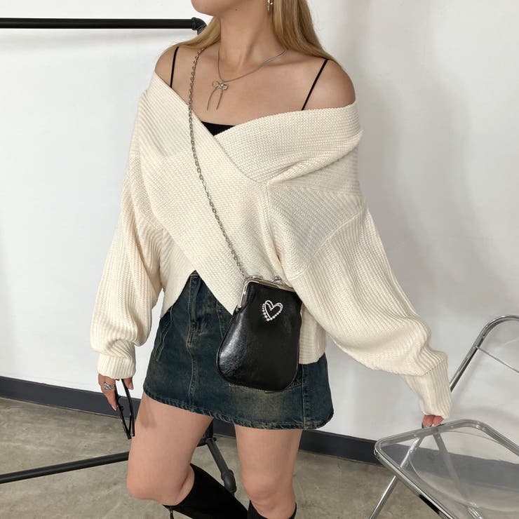 ☆WEB限定☆カシュクールニットプルオーバー[品番：NHGW0005047]｜non