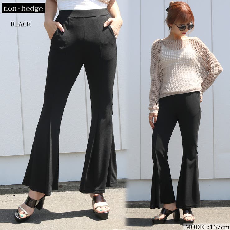 ROSEBUD フレアパンツ ブラック 38 無地 センタータック センタータックフレアパンツ レディース ファッション[品番