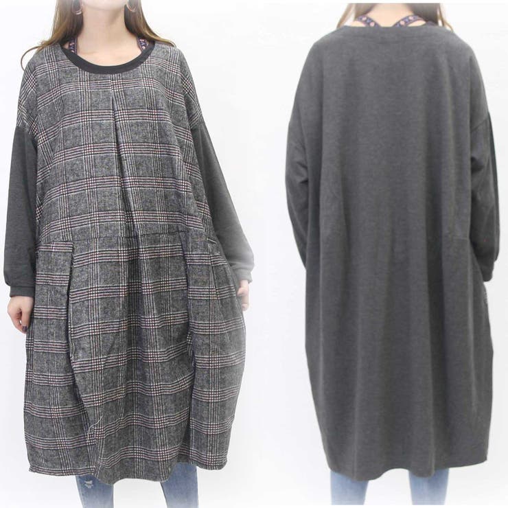 Lumignon ルミニョン グレンチェック ワンピース Lumignon original ♥ love check summer knit op 【ピンク