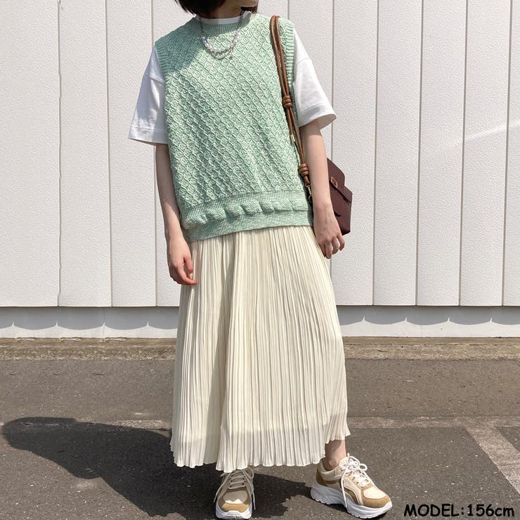 透かし編みニットベスト レディース ファッション[品番