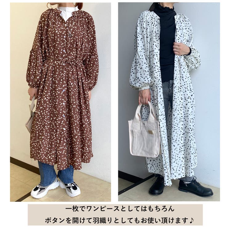 2WAY花柄シャツワンピース