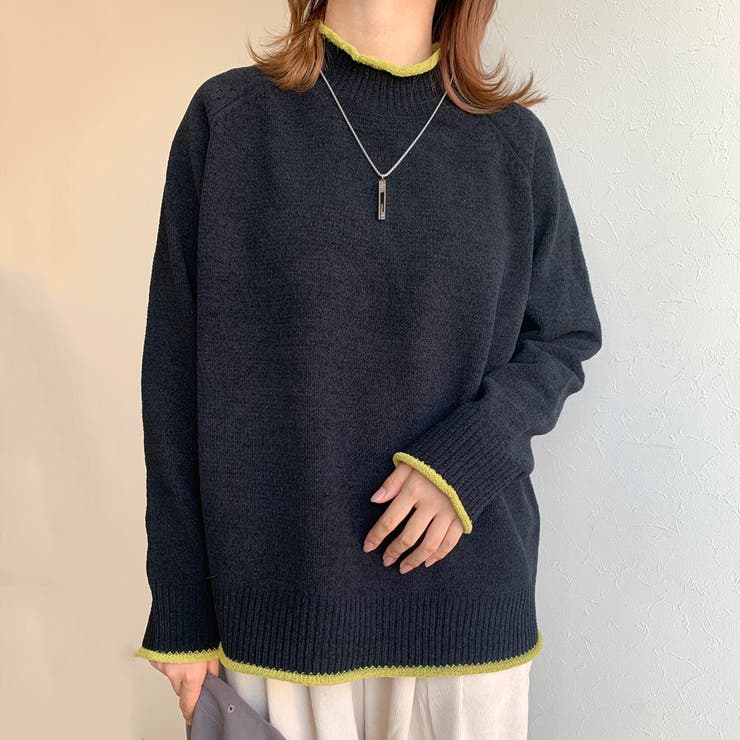 クロ | 配色モールハイネックニット | non-hedge