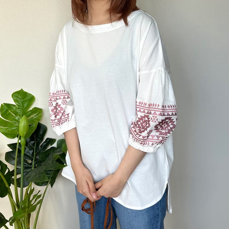 袖刺繍チュニック[品番：NHGW0003434]｜non-hedge （ノンヘッジ