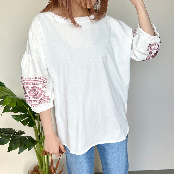 袖刺繍チュニック[品番：NHGW0003434]｜non-hedge （ノンヘッジ