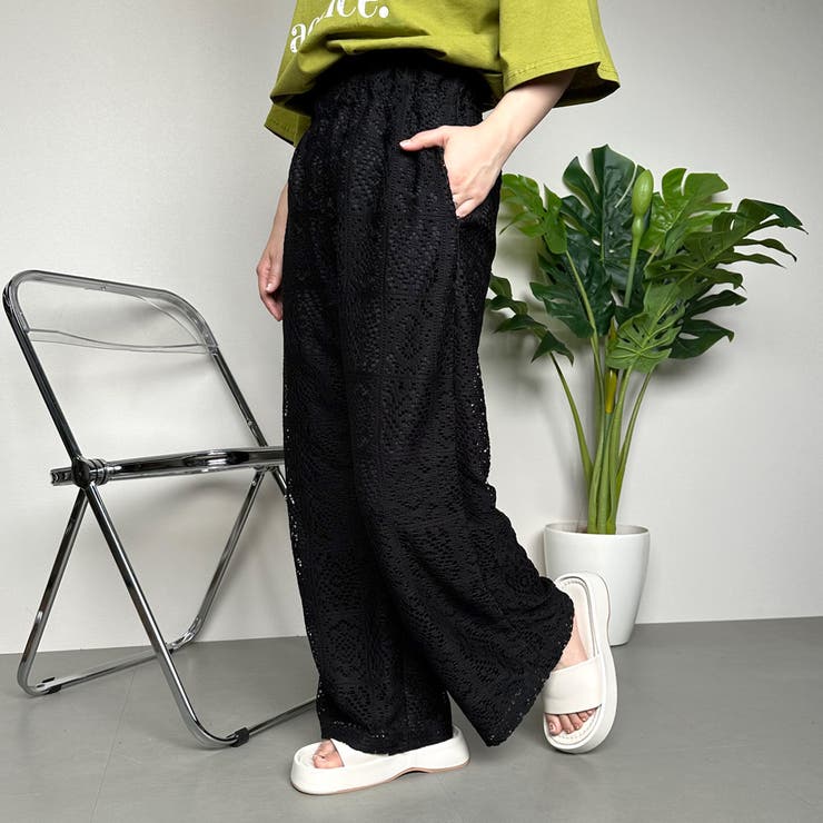 ◆REISS 最新作◆Sunnie ミッドライズ ワイドパンツ/Green◆ レースワイドパンツ[品番：NHGW0003727]｜non-hedge