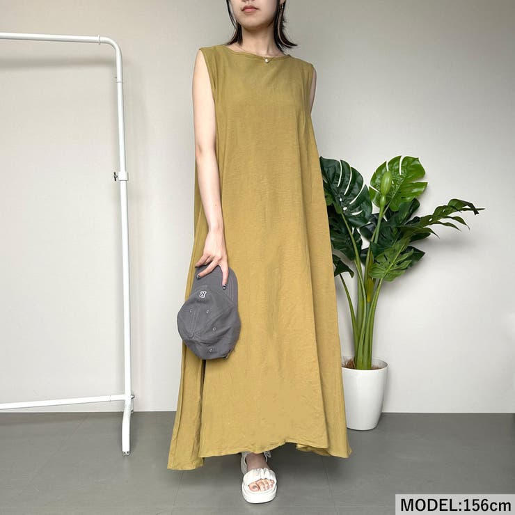 綿麻ノースリーブワンピース[品番：NHGW0003850]｜non-hedge 