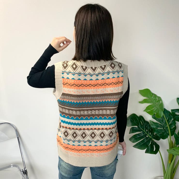 ネイティブ柄ベスト[品番：NHGW0003969]｜non-hedge （ノンヘッジ）の