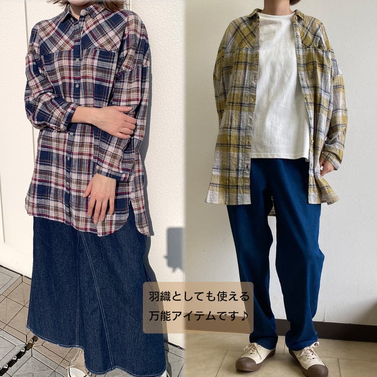 スラブチェックシャツチュニック レディース ファッション | non-hedge  | 詳細画像2 