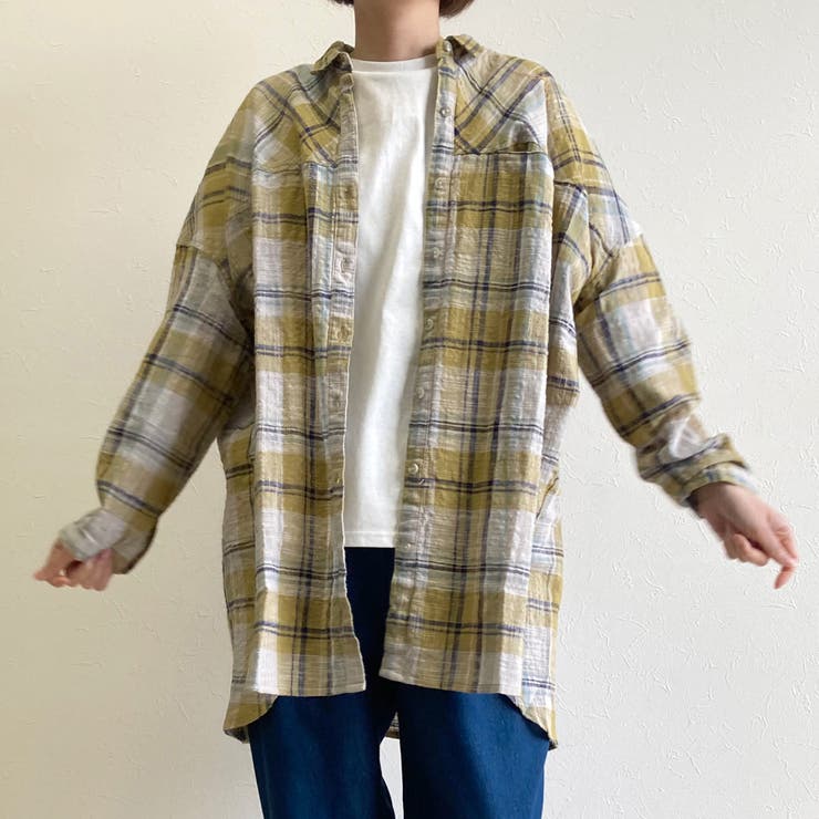 スラブチェックシャツチュニック レディース ファッション | non-hedge  | 詳細画像4 