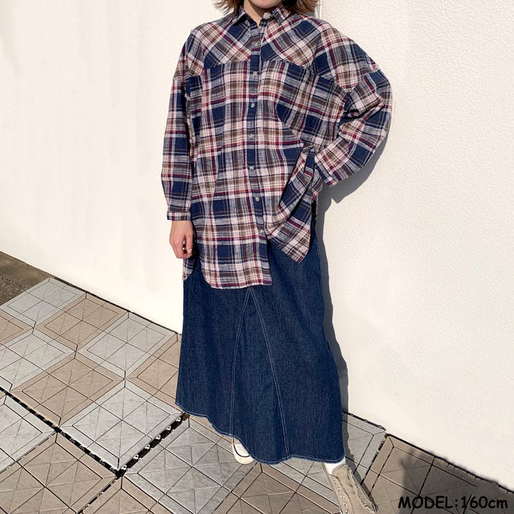 スラブチェックシャツチュニック レディース ファッション | non-hedge  | 詳細画像5 