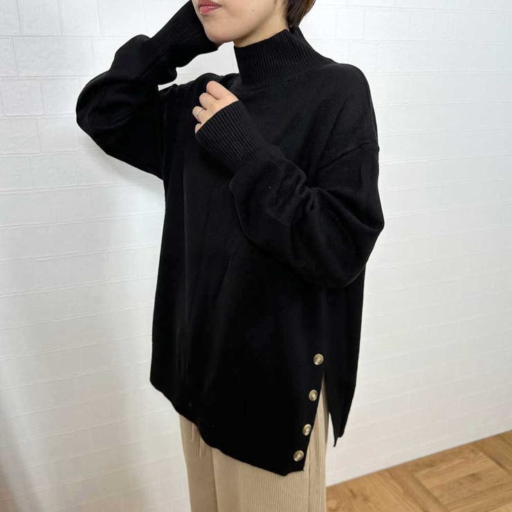 脇ボタンハイネックプルオーバー[品番：NHGW0005230]｜non-hedge