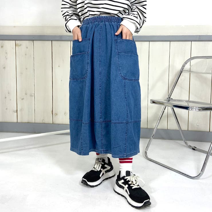 センソユニコ　M2　デニム　スカート　バルーン　インディゴ　38　M相当 STANDARD WARDROBE LASTIC 【ストレッチデニム】 タイトスカート