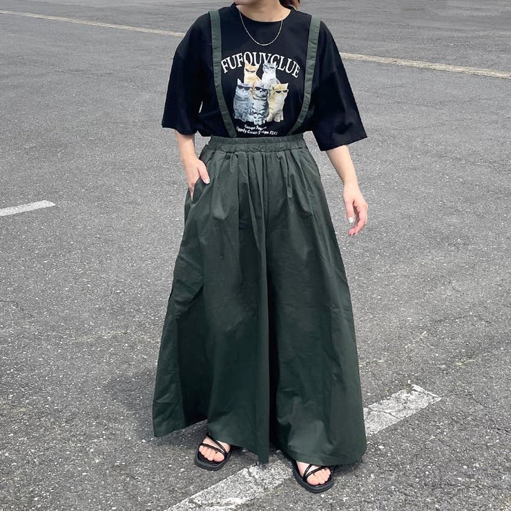 ダークグリーン | サス付きカーゴワイドパンツ | non-hedge 