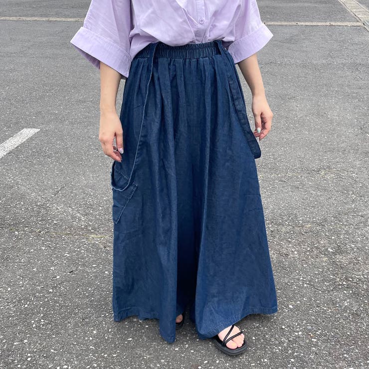 インディゴブルー | サス付きカーゴワイドパンツ | non-hedge 