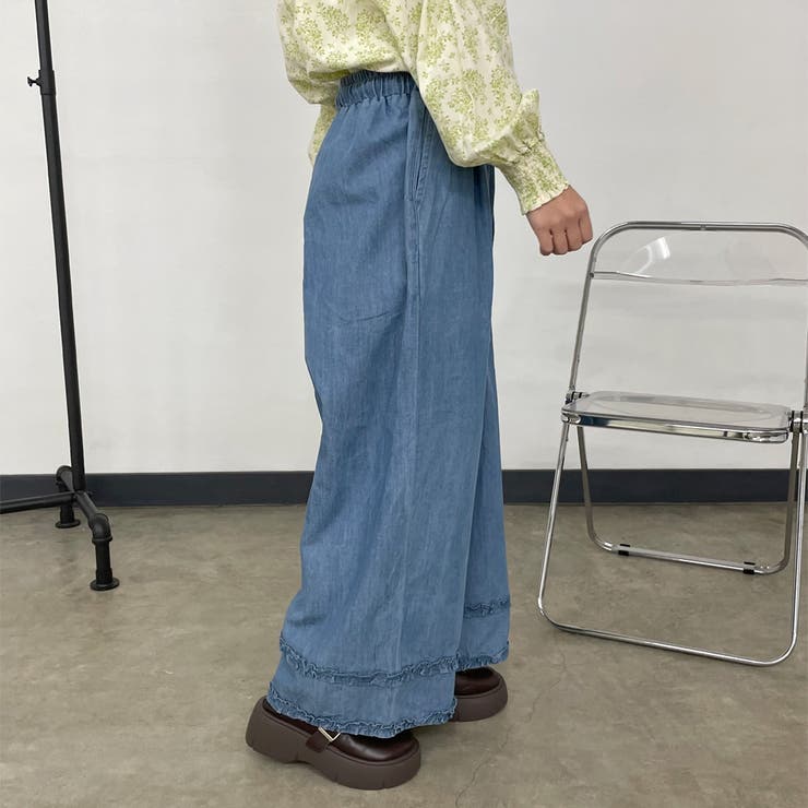 デニム裾ダブルフリルワイドパンツ | non-hedge  | 詳細画像11 