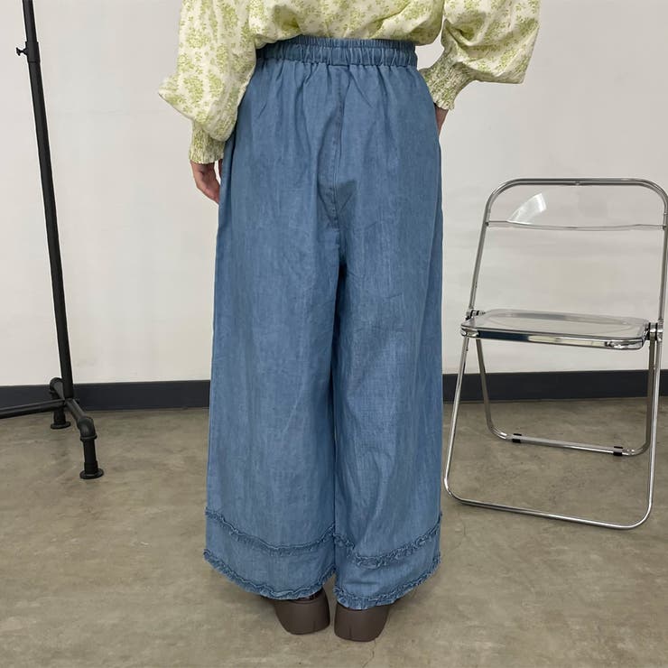 デニム裾ダブルフリルワイドパンツ | non-hedge  | 詳細画像12 