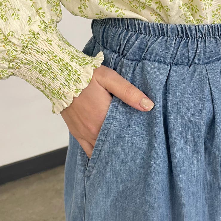 デニム裾ダブルフリルワイドパンツ | non-hedge  | 詳細画像14 