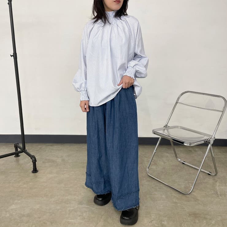 デニム裾ダブルフリルワイドパンツ | non-hedge  | 詳細画像22 