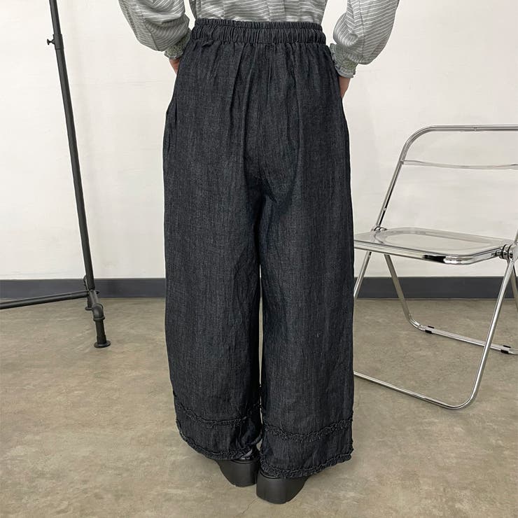 デニム裾ダブルフリルワイドパンツ | non-hedge  | 詳細画像5 