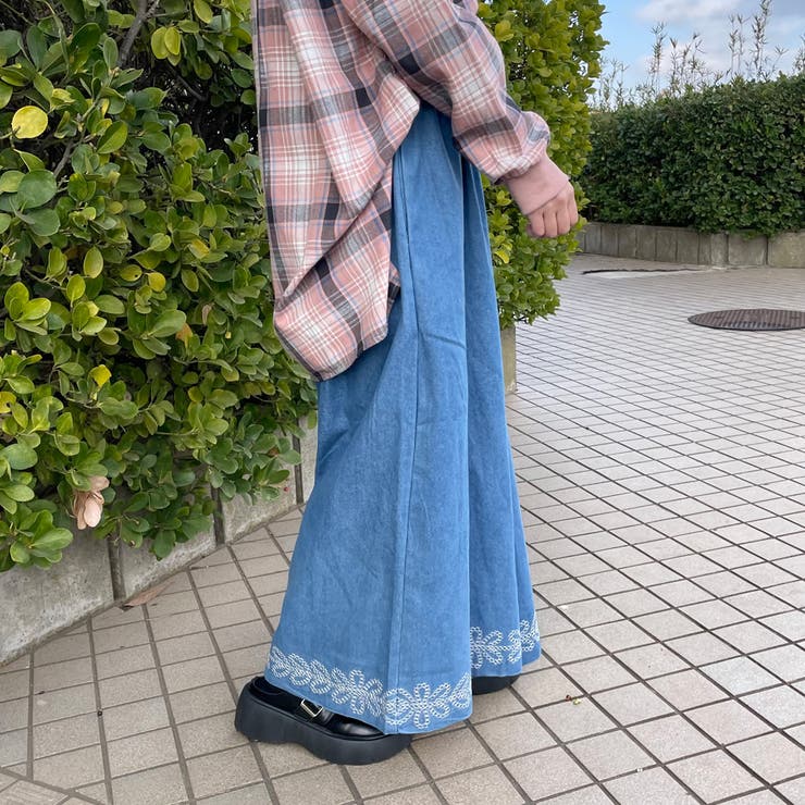 デニム裾刺繍ワイドパンツ | non-hedge  | 詳細画像9 