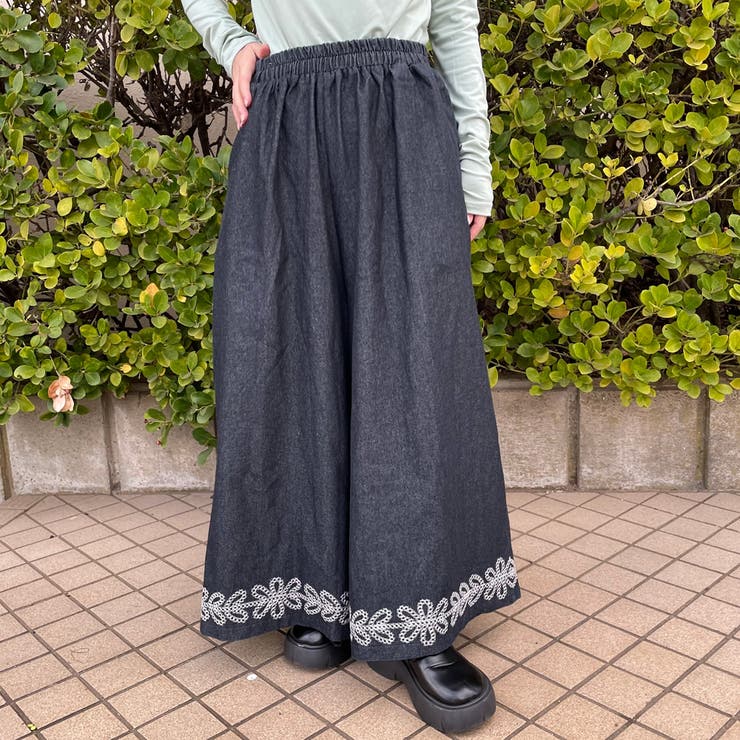 デニム裾刺繍ワイドパンツ | non-hedge  | 詳細画像16 