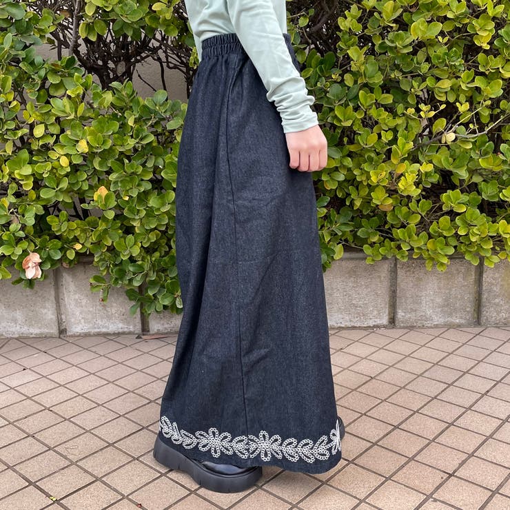 デニム裾刺繍ワイドパンツ | non-hedge  | 詳細画像18 