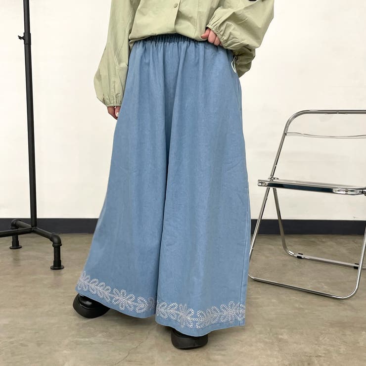 デニム裾刺繍ワイドパンツ | non-hedge  | 詳細画像23 