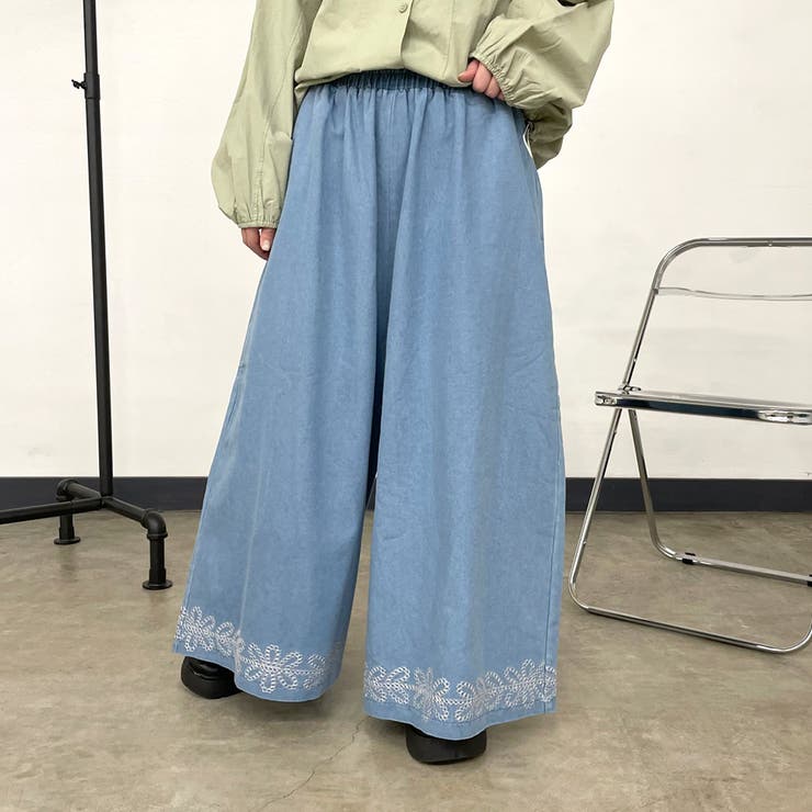 デニム裾刺繍ワイドパンツ | non-hedge  | 詳細画像24 